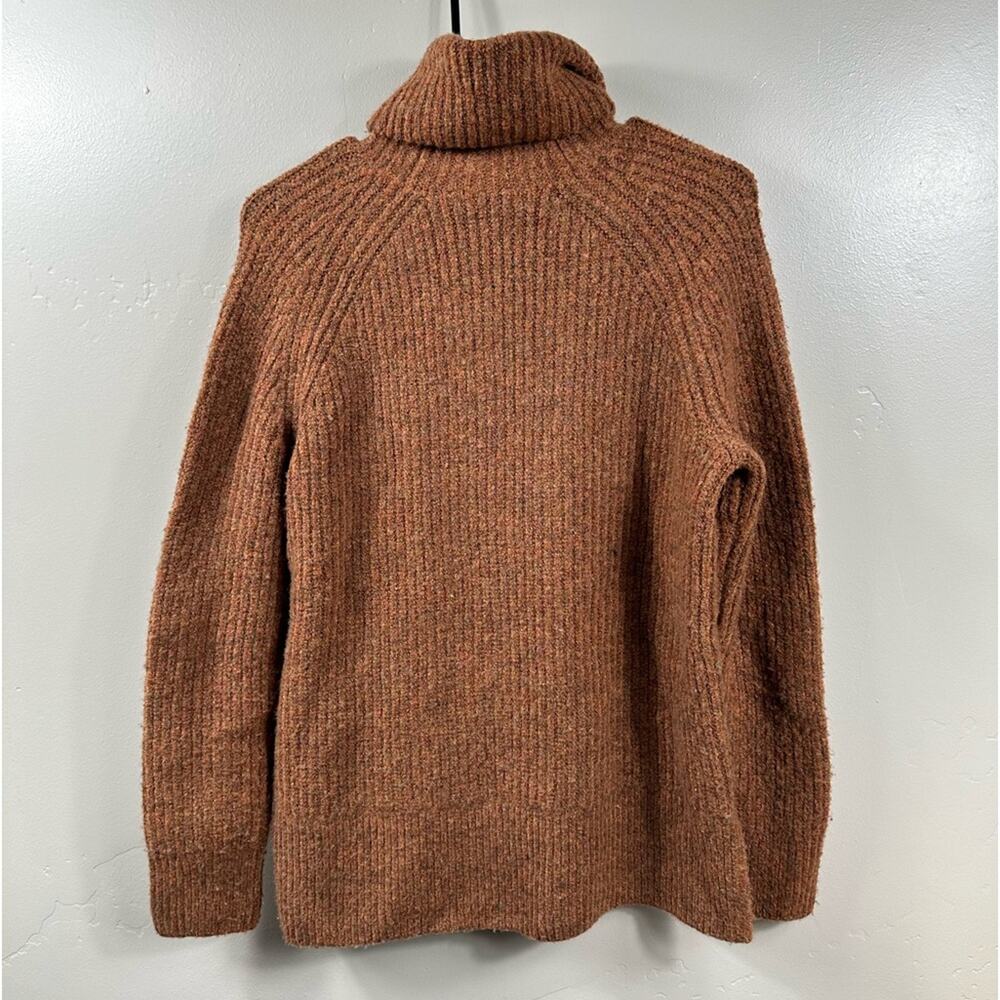 Madewell Mercer Turtleneck Sweater Burnt Orange Wool Ribbed Pullover Size Small - Picture 3 of 5